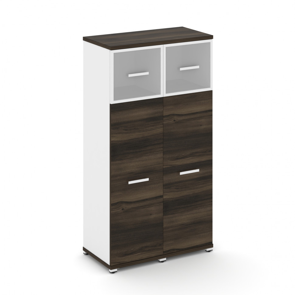 Concept Шкаф 2 узкие секции, 4 ниши CN.STU-424 RMW W Дуб Мали/Белый Бриллиант/Металл Белый/Сатин 836