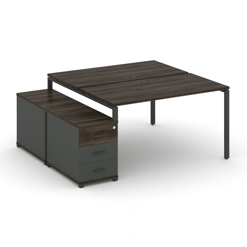Concept Рабочая станция 2 места с двухсторонней опорной тумбой CN.DRS-304 A Дуб Мали/Антрацит/Металл Concept Рабочая станция 2 места с двухсторонней опорной тумбой CN.DRS-304 A Дуб Мали/Антрацит/Металл