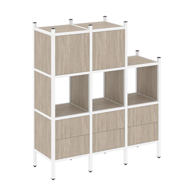 Loft Прямой стеллаж VR.L-15 Дуб Аттик/Металл Белый 1278*446*1458 Loft Прямой стеллаж VR.L-15 Дуб Аттик/Металл Белый 1278*446*1458