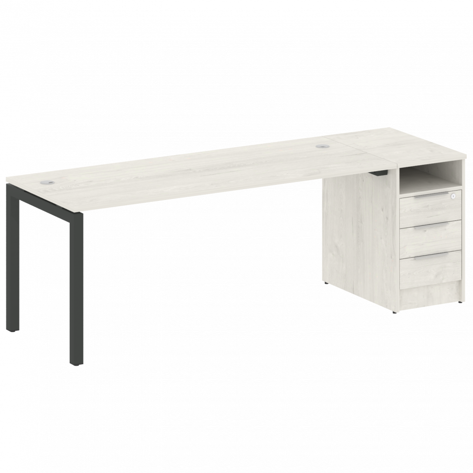 Metal System Quattro Рабочая станция с тумбой на П-образном м/к 50БП.РС-СТП-1.5 Дуб Наварра/Металл А