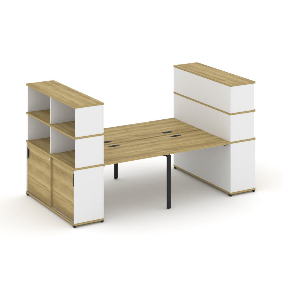 Concept Рабочая станция с опорными шкафами-купе с надставкой выс. CN.DRS-285 B Дуб Винченцо/Белый Бр
