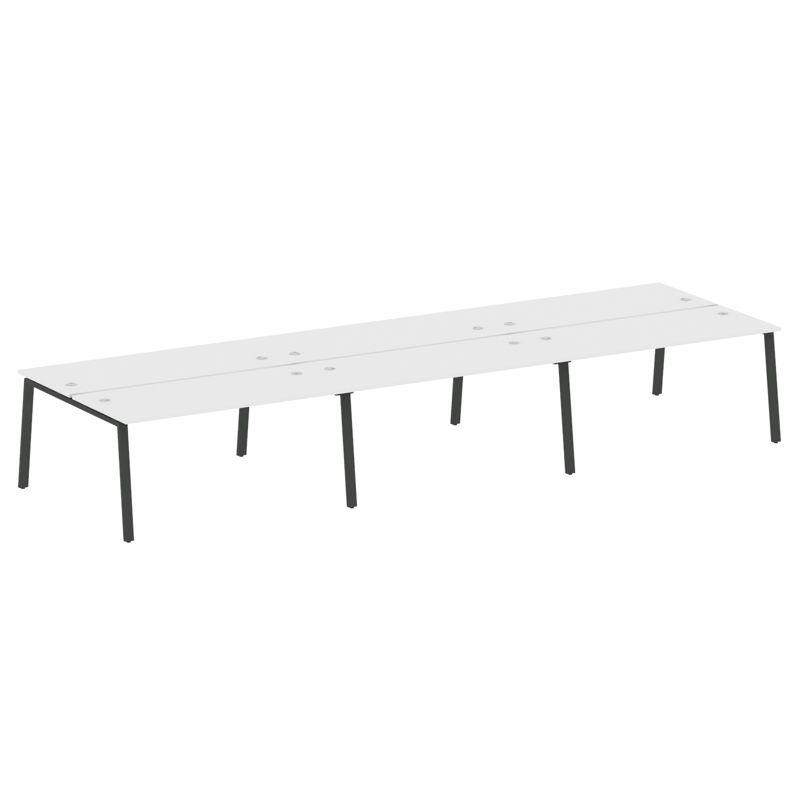 Metal System Рабочая станция на 6 мест на А-образном м/к БА.СМ-6.4 Белый/Металл Антрацит 4800*1475*7