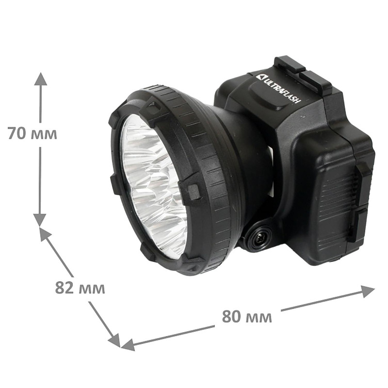 Фонарь налобный Ultraflash 9LED 33Лм,акк220,0,5Ач,