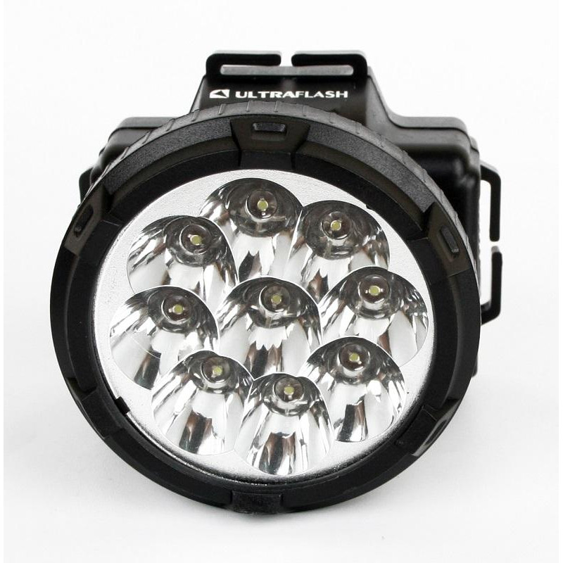Фонарь налобный Ultraflash 9LED 33Лм,акк220,0,5Ач,