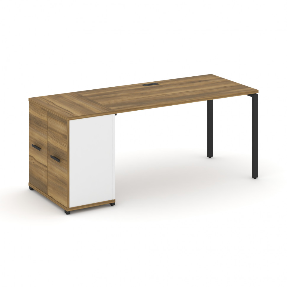 Concept Стол рабочий с опорным распаш. шкафом CN.SP-219 B Сандал Янтарный/Белый Бриллиант/Металл Чер Concept Стол рабочий с опорным распаш. шкафом CN.SP-219 B Сандал Янтарный/Белый Бриллиант/Металл Чер