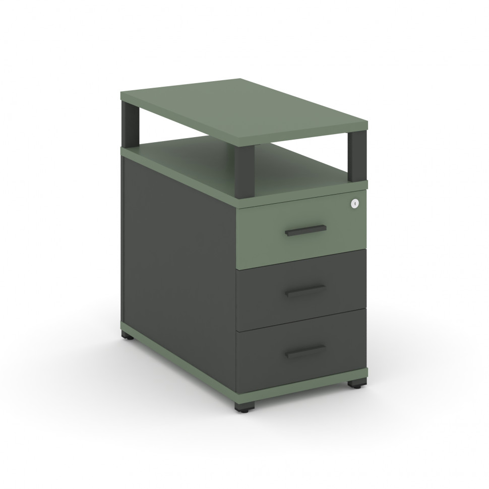 Concept Тумба приставная 3 ящ. с надставкой CN.TGP-001 A Кобо/Антрацит/Металл Антрацит 420*720*750