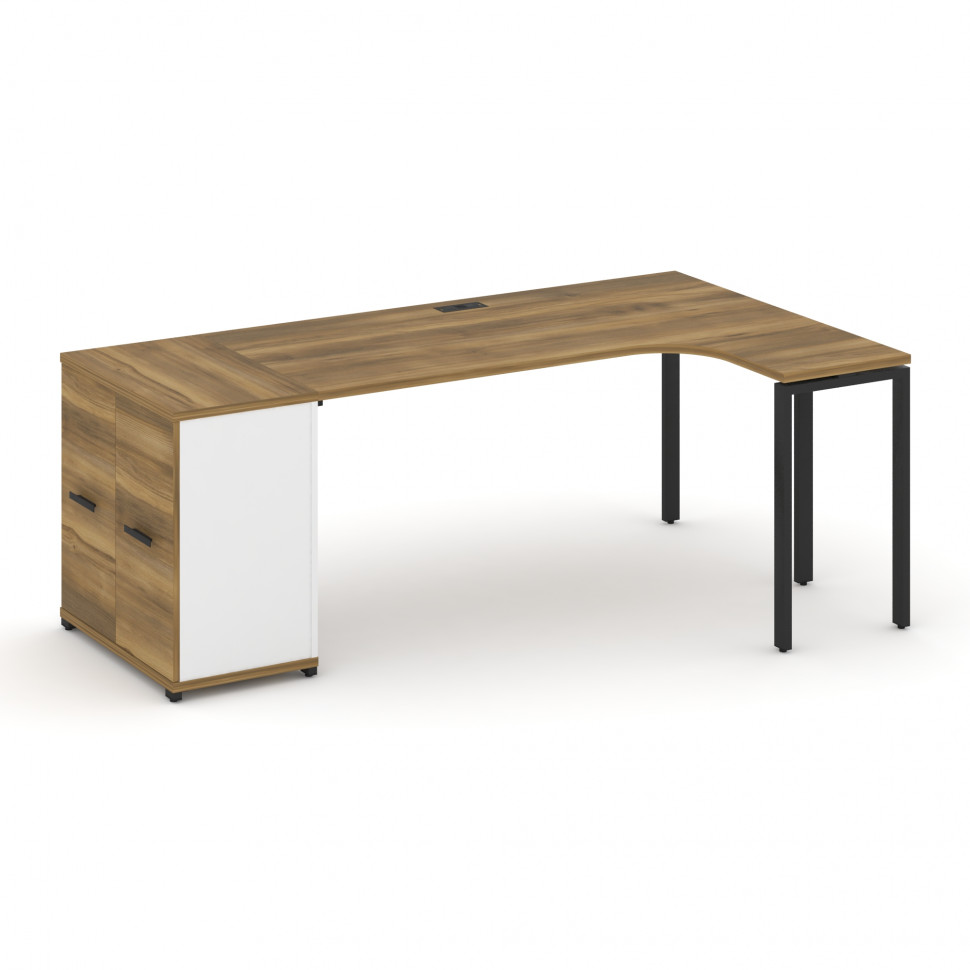 Concept Стол эргономичный с опорным распаш. шкафом CN.SA-210(R) B Сандал Янтарный/Белый Бриллиант/Ме Concept Стол эргономичный с опорным распаш. шкафом CN.SA-210(R) B Сандал Янтарный/Белый Бриллиант/Ме