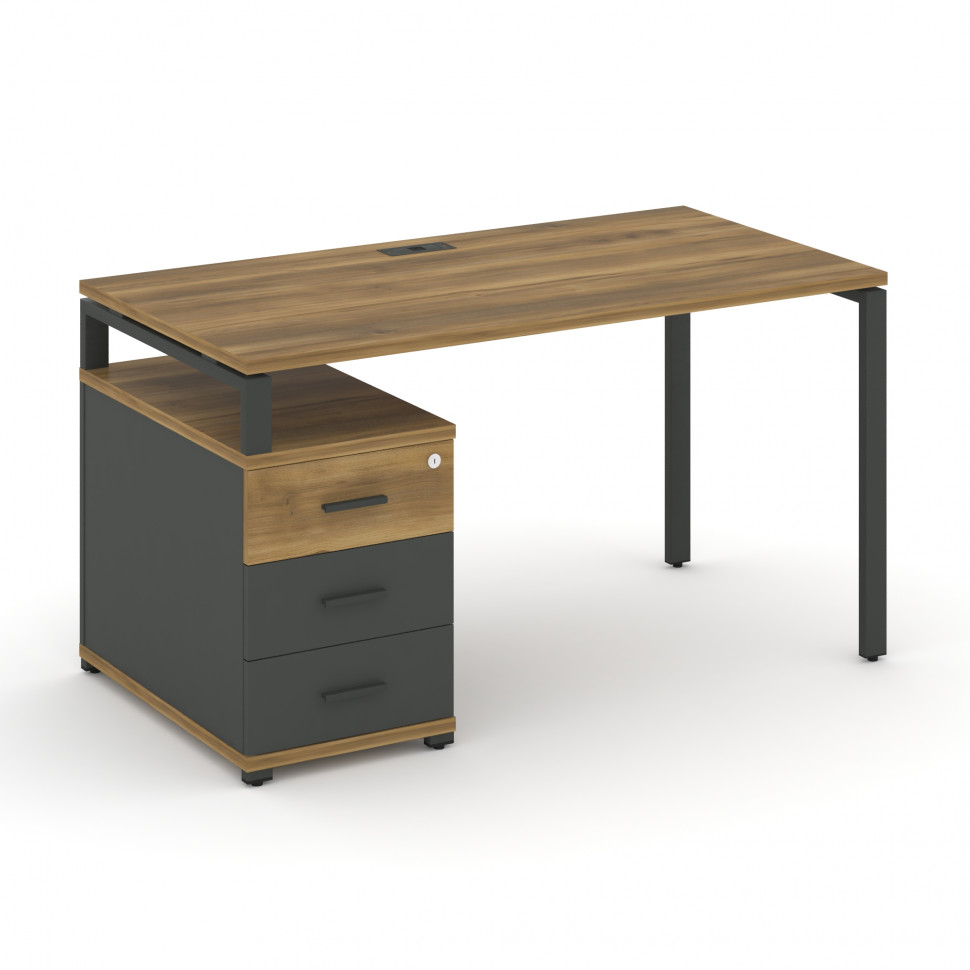 Concept Стол письменный с 1 опорной тумбой CN.SP-304 A Сандал Янтарный/Антрацит/Металл Антрацит 1580 Concept Стол письменный с 1 опорной тумбой CN.SP-304 A Сандал Янтарный/Антрацит/Металл Антрацит 1580