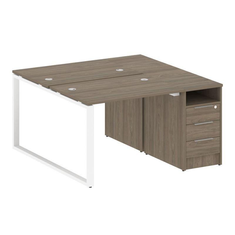 Metal System Рабочая станция с тумбой на О-образном м/к БО.РС-СТП-2.1 Вяз Благородный/Металл Белый 1