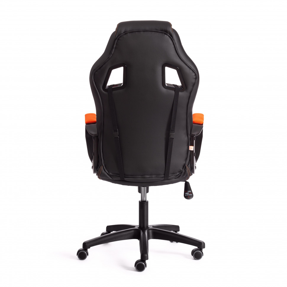 Кресло DRIVER (22) кож/зам/ткань, черный/оранжевый, 36-6/TW-07