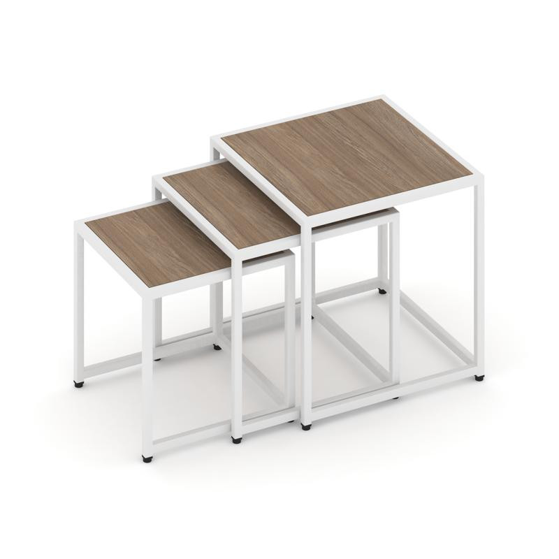 Loft Стол журнальный VR.L-SJK-45 Дуб Аризона/Металл Белый 450*450*450