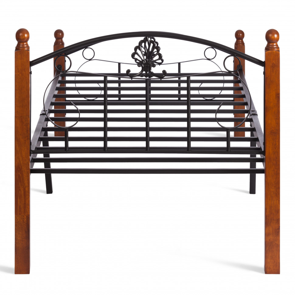 Кровать РУМБА (AT-203)/ RUMBA дерево гевея/металл, 90*200 см (Single bed), красный дуб/черный