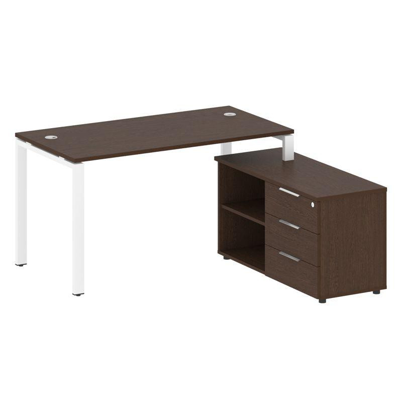 Metal System Рабочая станция с тумбой на П-образном м/к БП.РС-СТС-2.3 (R) Венге Цаво/Металл Белый 15