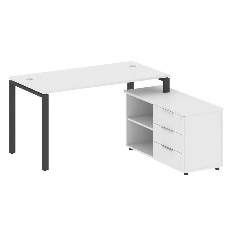 Metal System Рабочая станция с тумбой на П-образном м/к БП.РС-СТС-2.3 (R) Белый/Металл Антрацит 1500