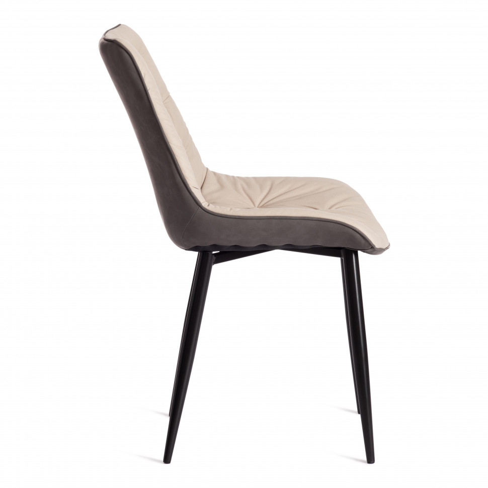 Стул ALTUS ( mod. 2334 ) / 1 шт. в упаковке ткань/экокожа/металл, 53x61x88 см, бежевый/темно-серый/черные ножки