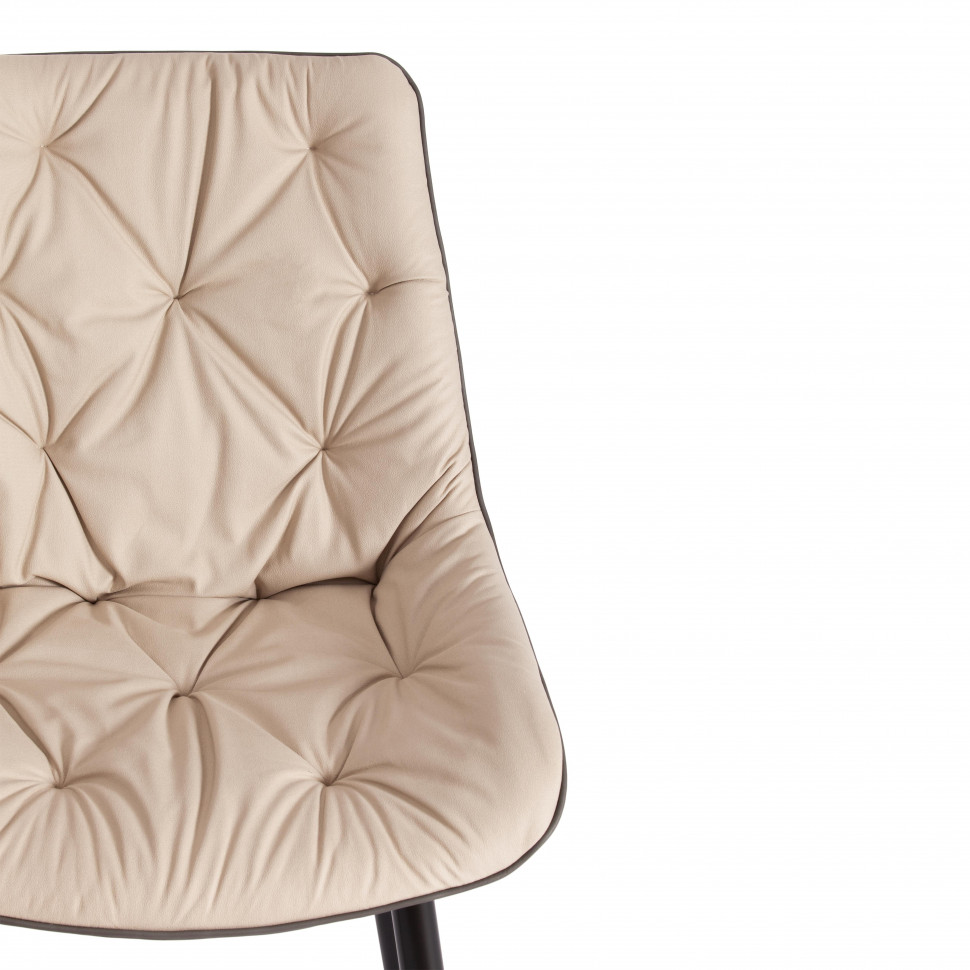 Стул ALTUS ( mod. 2334 ) / 1 шт. в упаковке ткань/экокожа/металл, 53x61x88 см, бежевый/темно-серый/черные ножки