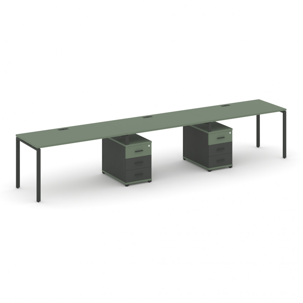 Concept Рабочая станция 3 места с 2 опорными тумбами CN.ORS-334 A Кобо/Антрацит/Металл Антрацит 3540