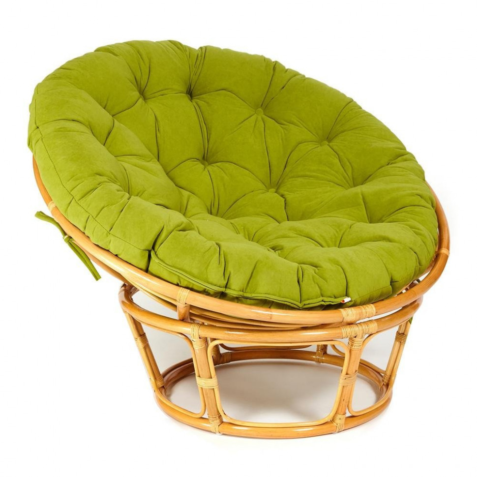 Кресло PAPASAN/ПАПАСАН 23/01 W /с подушкой/ диаметр подушки 125см, 115х101х104см, медовый, флок олива, 23 Кресло PAPASAN/ПАПАСАН 23/01 W /с подушкой/ диаметр подушки 125см, 115х101х104см, медовый, флок олива, 23