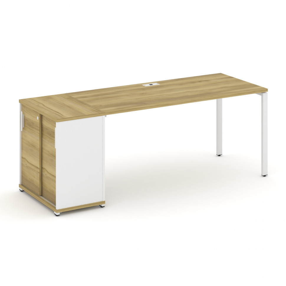 Concept Стол рабочий с опорным шкафом-купе CN.SP-236 W Дуб Винченцо/Белый Бриллиант/Металл Белый 200