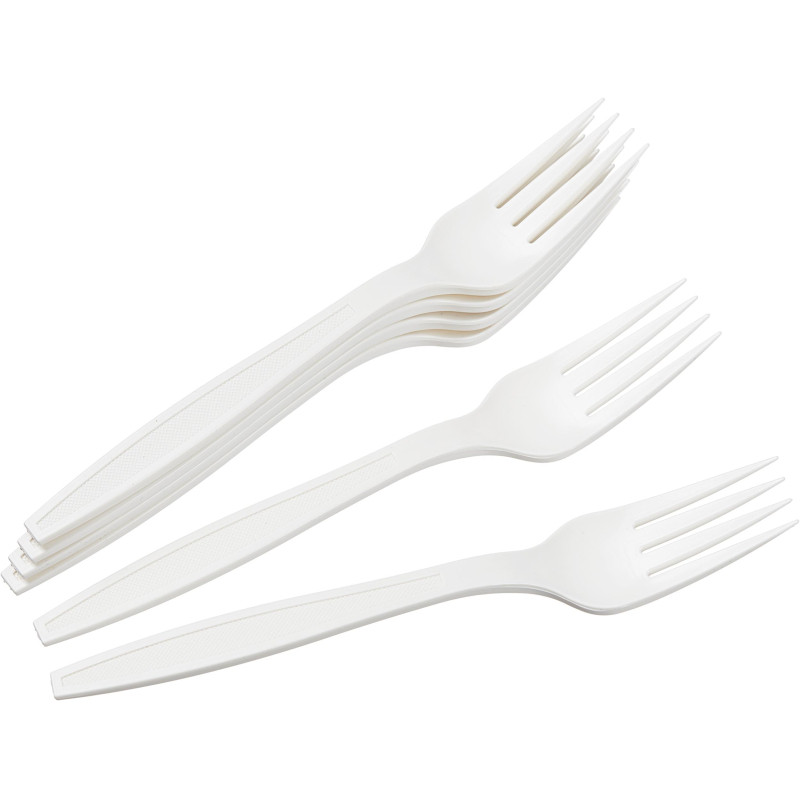 Вилка одноразовая 180мм, белая, кукурузный крахмал, 50шт/уп