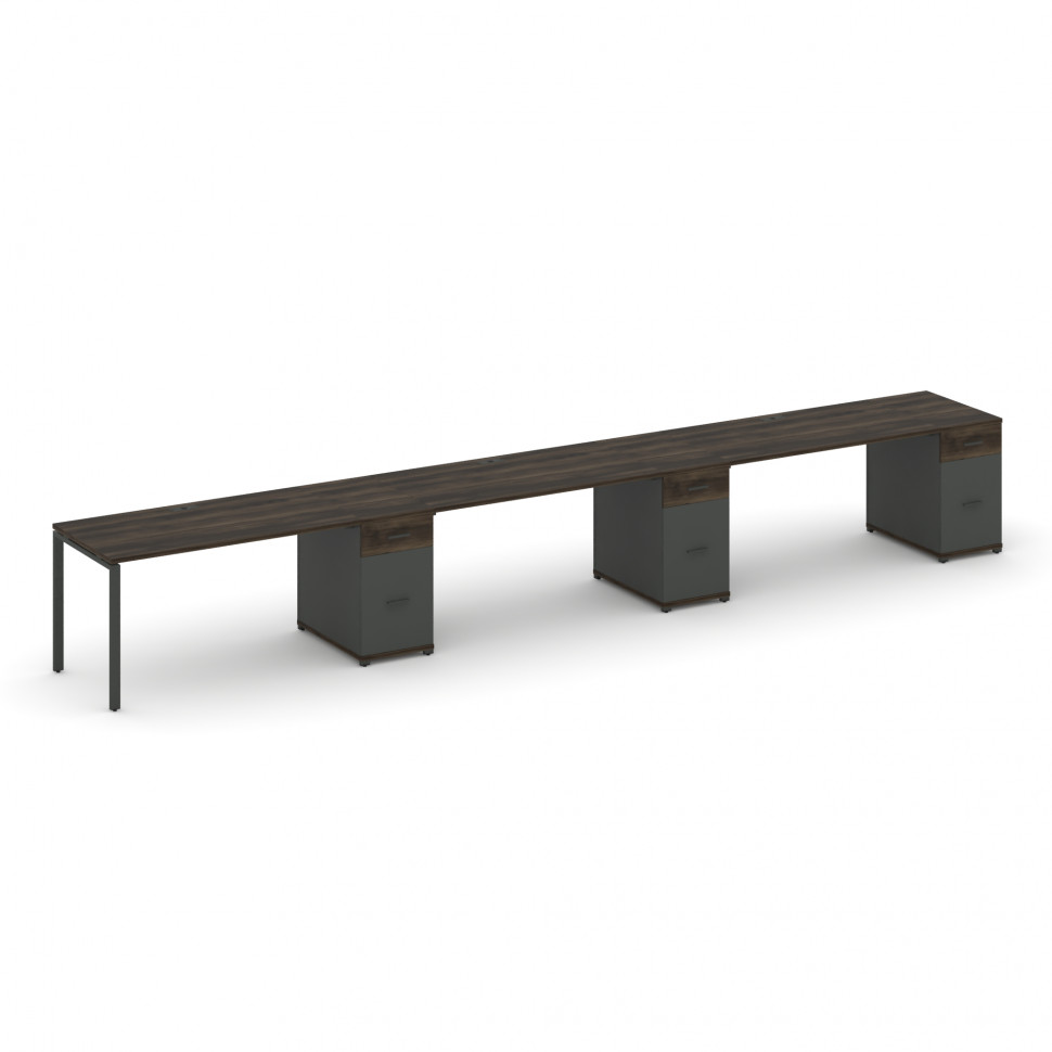 Concept Рабочая станция 3 места с 3 опорными тумбами CN.ORS-447 A Дуб Мали/Антрацит/Металл Антрацит