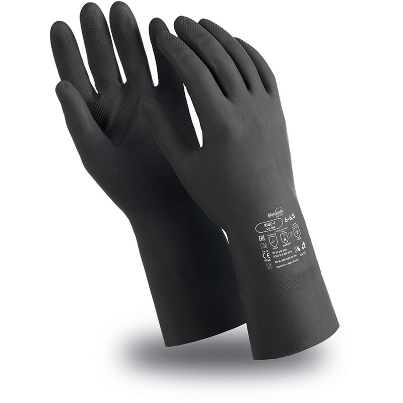 Перчатки защитные латекс,черный Manipula КЩС-1 (L-U-03/CG-942) р.8