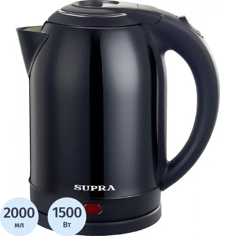 Чайник SUPRA KES-2003N black, 2л, 1500Вт, металл