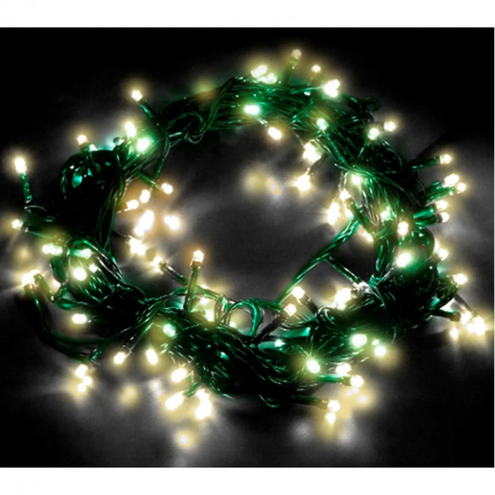 Электрогирлянда 100 LED ламп, размер 1000cм, теплый белый, 8 реж. арт.92818