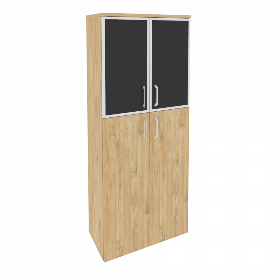 Onix Шкаф высокий широкий O.ST-1.7 R black Тиквуд Светлый/Стекло Black 800*420*1977