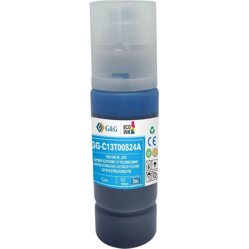 Чернила G&G (GG-C13T00S24A) гол. 70мл для L1110, L3151 Чернила G&G (GG-C13T00S24A) гол. 70мл для L1110, L3151
