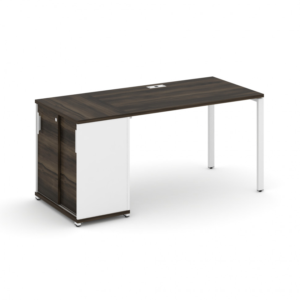 Concept Стол рабочий с опорным шкафом-купе CN.SP-234 W Дуб Мали/Белый Бриллиант/Металл Белый 1600*72