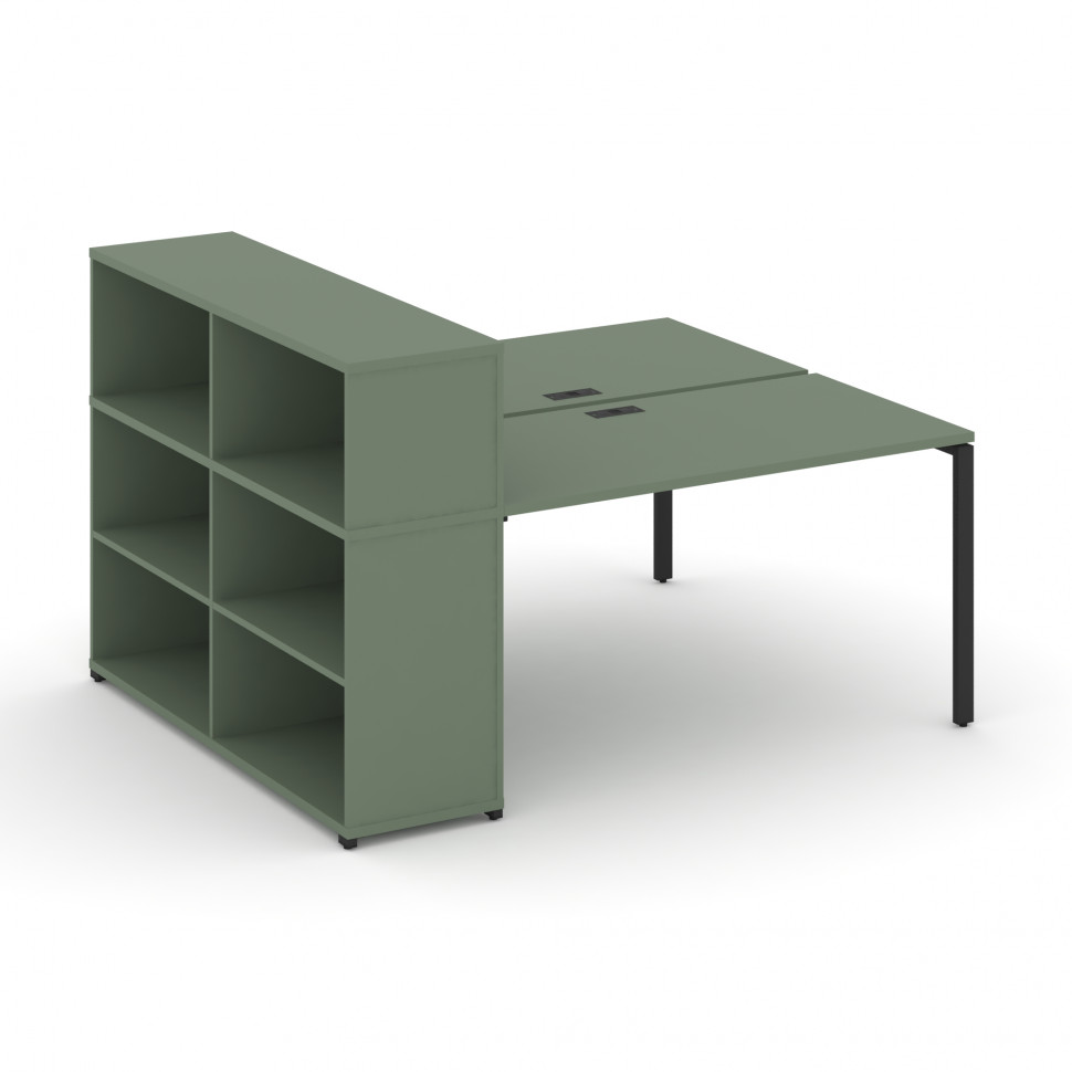 Concept Рабочая станция с опорным стеллажом с надставкой низ. CN.DRS-212 Кобо/Металл Черный 2000*148