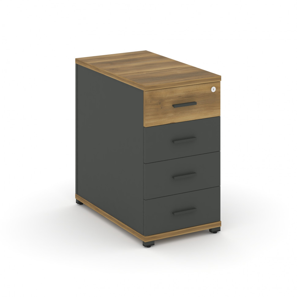 Concept Тумба опорная/приставная 4 ящ. CN.TGO-002 A Сандал Янтарный/Антрацит/Металл Антрацит 420*720