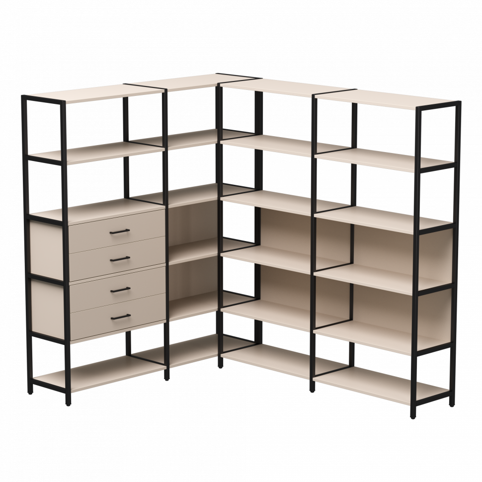 Набор стеллажных систем №17 Everprof EVO (ЭВО) 1635x2020x1840 Кашемир/Черный