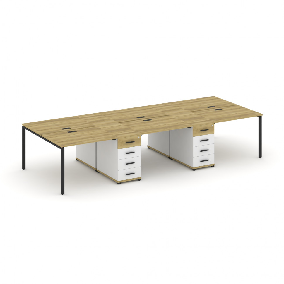 Concept Рабочая станция 6 мест с 2 опорными тумбами CN.DRS-449 B Дуб Винченцо/Белый Бриллиант/Металл