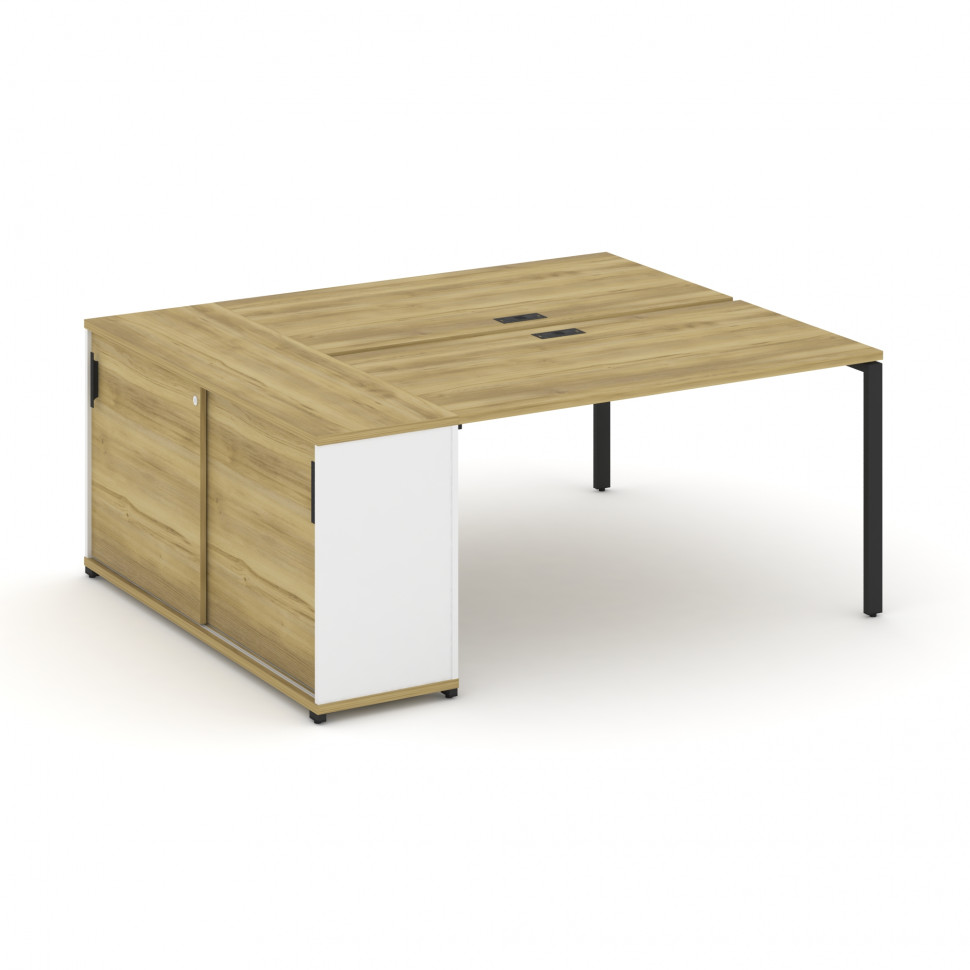 Concept Рабочая станция с опорным шкафом-купе CN.DRS-235 B Дуб Винченцо/Белый Бриллиант/Металл Черны