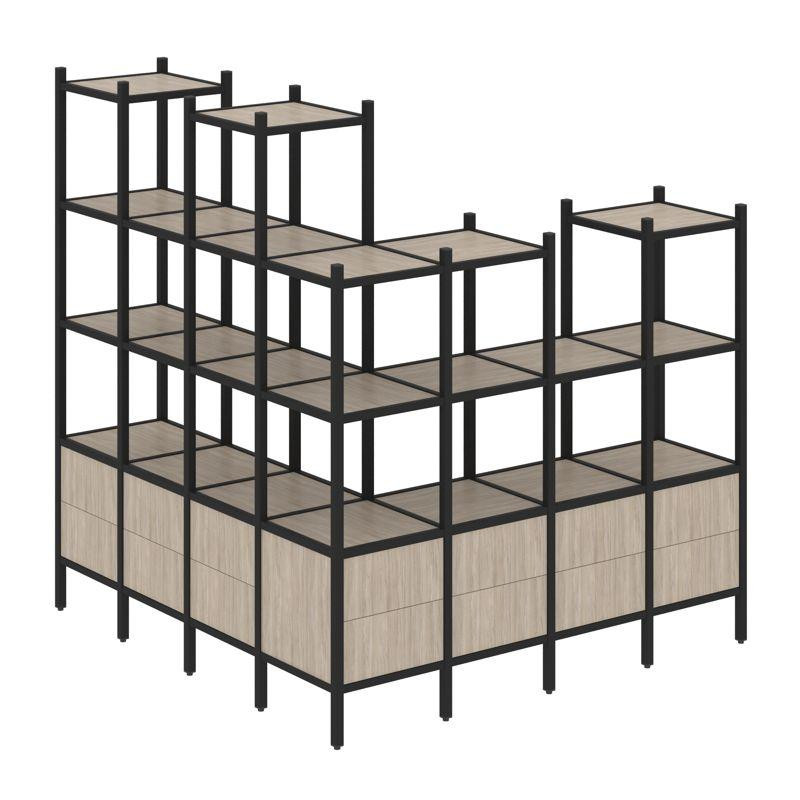 Loft Угловой внешний стеллаж наборный VR.L-55 Дуб Аттик/Металл Черный 1694*1694*1869 Loft Угловой внешний стеллаж наборный VR.L-55 Дуб Аттик/Металл Черный 1694*1694*1869