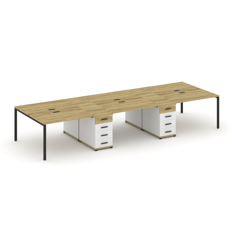 Concept Рабочая станция 6 мест с 2 опорными тумбами CN.DRS-450 B Дуб Винченцо/Белый Бриллиант/Металл