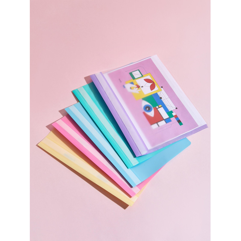 Скоросшиватель пластиковый Attache Акварель 10шт/уп глб, бир, жлт, срн, роз