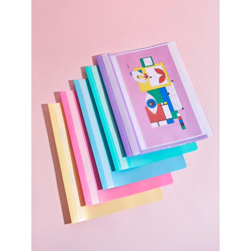 Скоросшиватель пластиковый Attache Акварель 10шт/уп глб, бир, жлт, срн, роз