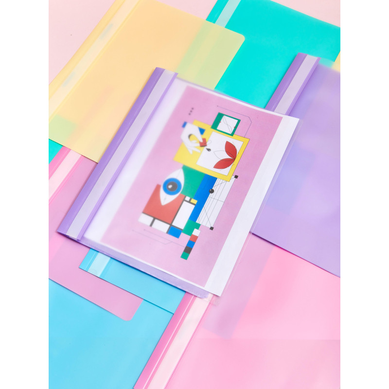 Скоросшиватель пластиковый Attache Акварель 10шт/уп глб, бир, жлт, срн, роз