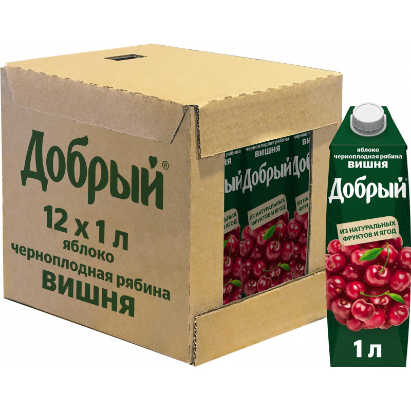 Сок Добрый яблоко-вишня-черноплодная рябина 1л. т/пак Сок Добрый яблоко-вишня-черноплодная рябина 1л. т/пак