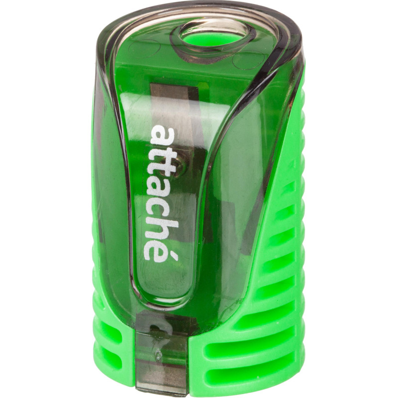 Точилка для карандашей, 1 отв, с контейнером, цв в ассорт, металл, пластик