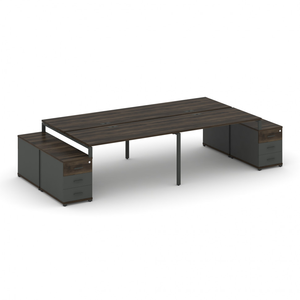 Concept Рабочая станция 4 места с 2 двухсторонними опорными тумбами CN.DRS-327 A Дуб Мали/Антрацит/М Concept Рабочая станция 4 места с 2 двухсторонними опорными тумбами CN.DRS-327 A Дуб Мали/Антрацит/М