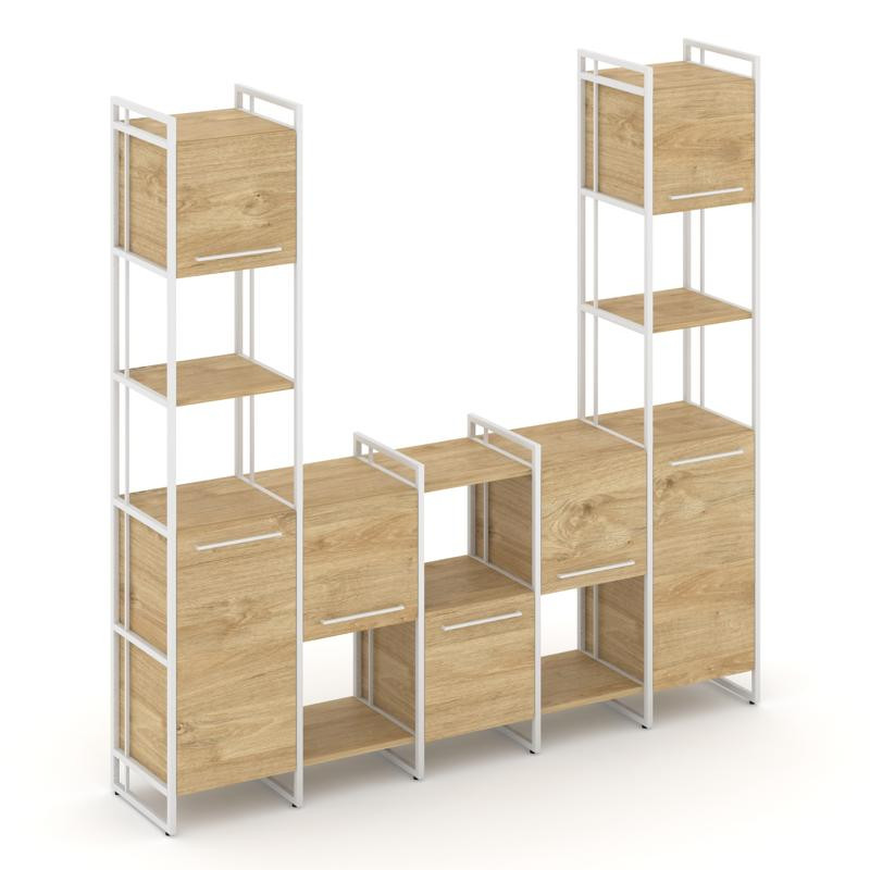 Rift Шкаф комбинированый RF.NS-001 Тиквуд Светлый/Металл Белый/Белый Ручки 2020*396*2010