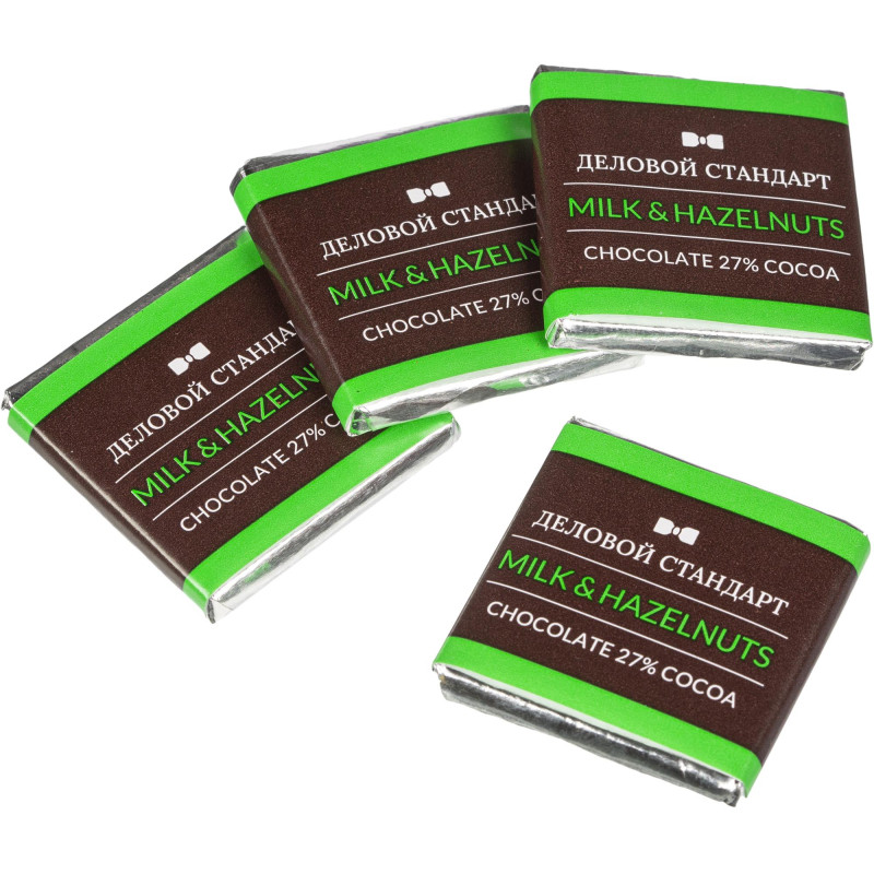 Шоколад порционный Деловой Стандарт Milk&amp;hazelnuts, 5г/80шт