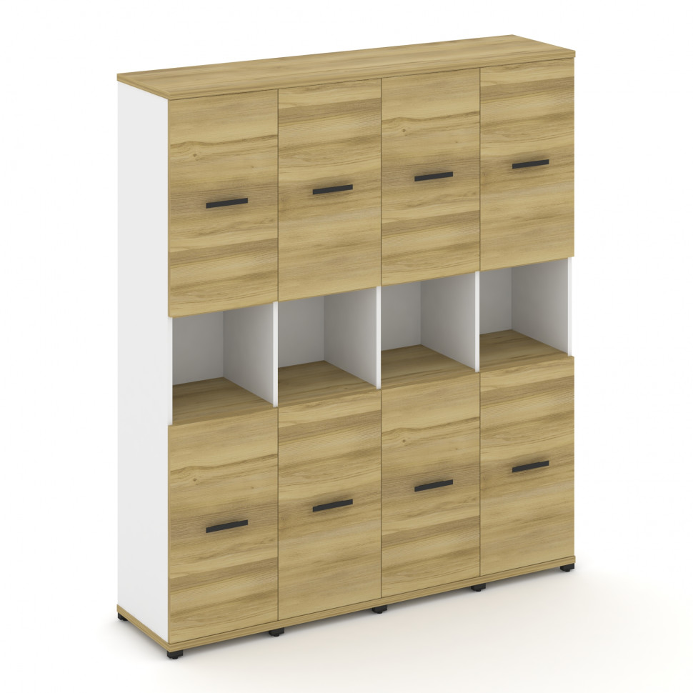 Concept Шкаф 4 узкие секции, 5 ниш CN.STU-543 B Дуб Винченцо/Белый Бриллиант/Металл Черный 1668*420*