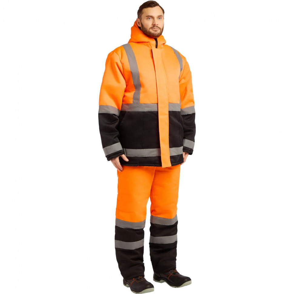 Костюм зим муж (куртка,пк) зд01 оранж/чер 104-108/170-176
