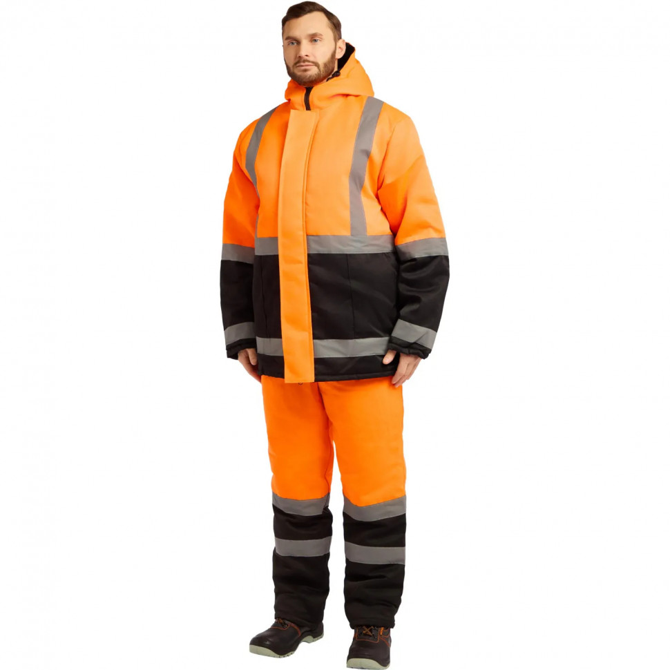 Костюм зим муж (куртка,пк) зд01 оранж/чер 104-108/170-176