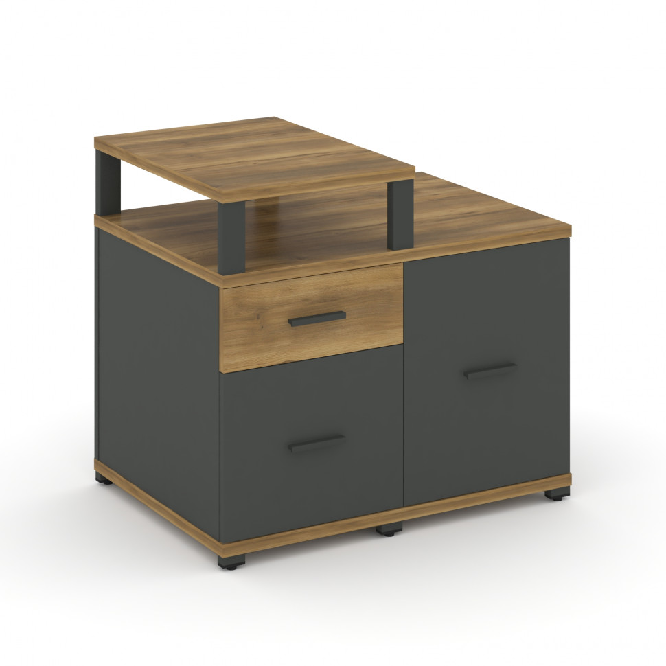 Concept Тумба приставная сервисная с надставкой узкой CN.TSR-002 A Сандал Янтарный/Антрацит/Металл А